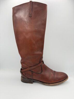 Frye Lindsay Plate Brown Leather Riding Boots Pull on Boots Western 8